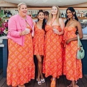 Show Me Your MuMu Orange and Pink Ruffled Halter Sundress Size Medium